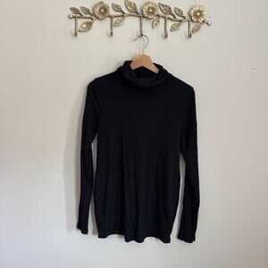 A Pea in the Pod Black Ribbed Turtleneck Maternity Top - Size Large